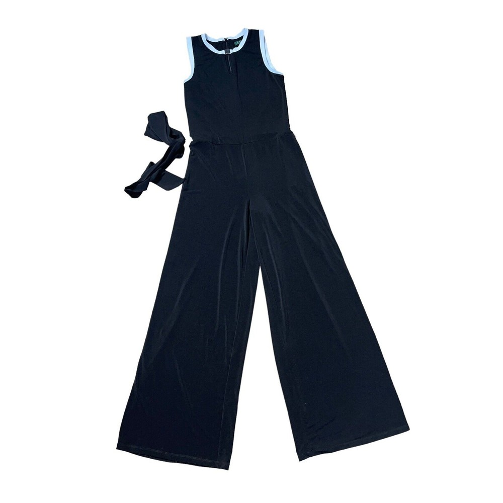 Lauren Ralph Lauren Women’s Small Black Sleeveless Crewneck Wide Leg Jumpsuit